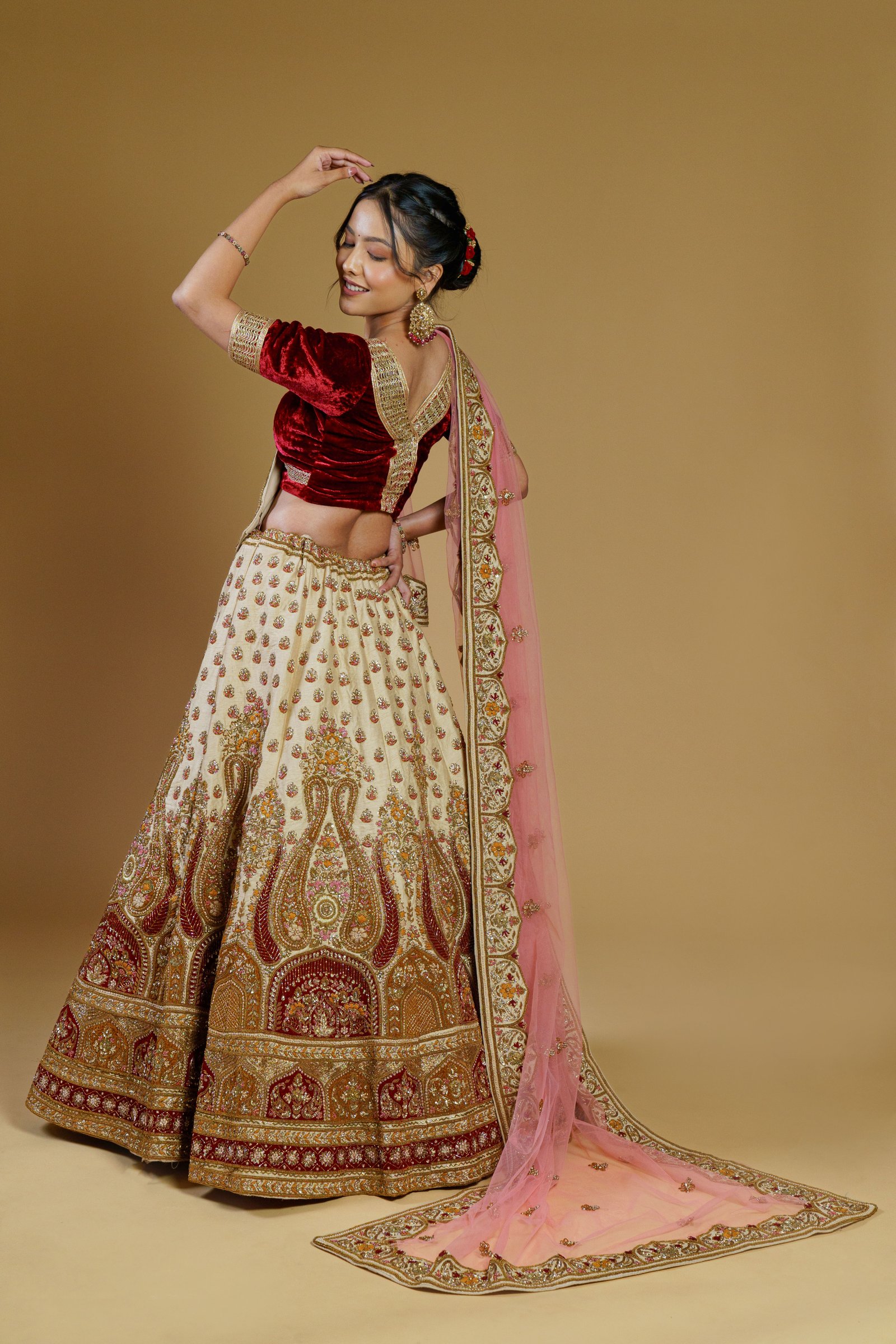 Peach Georgette Lehenga